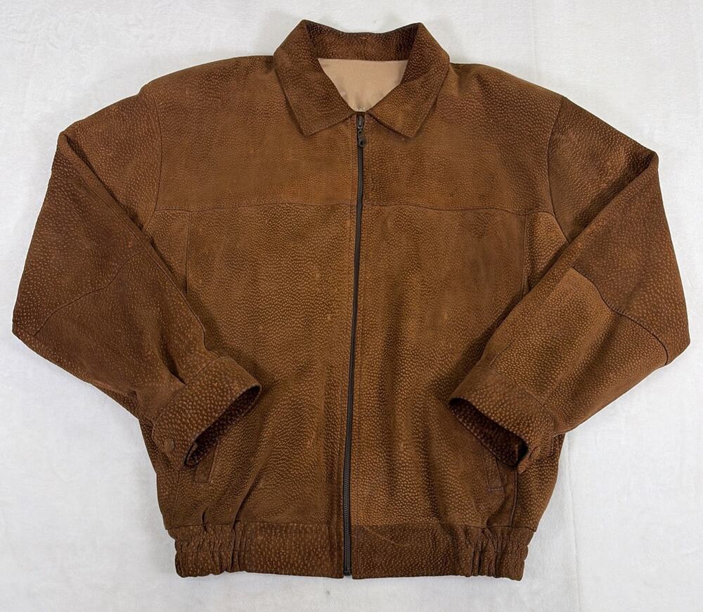 Gonzalez Brown Suede Bomber Jacket Adult XL Zip Up Industria Argentina Charity